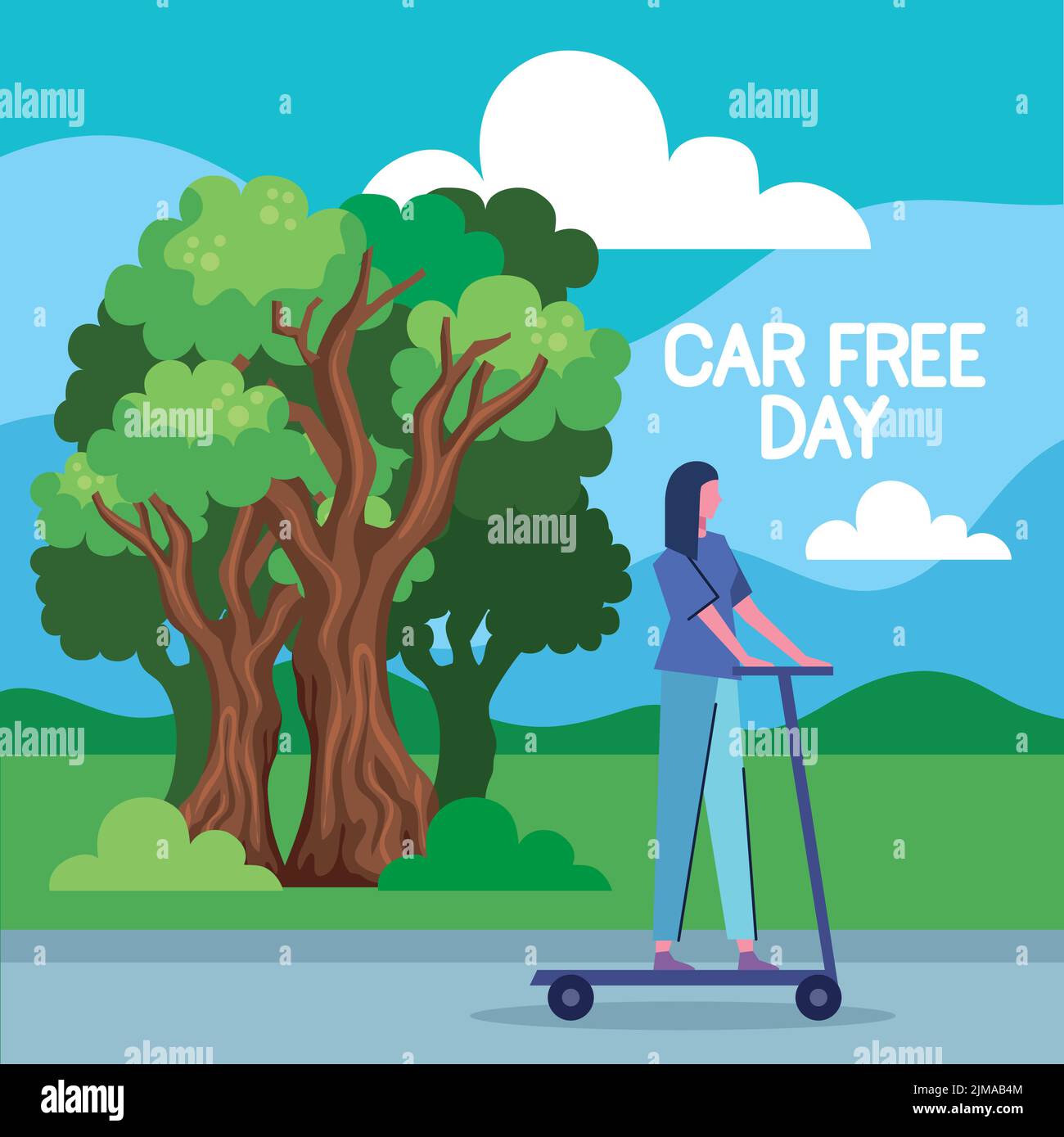 car free day lettering with woman Stock Vector Image & Art - Alamy