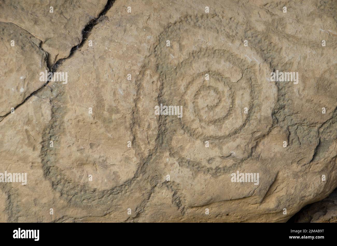 Petrogyph of a Spiral, from Knowth Stock Photo