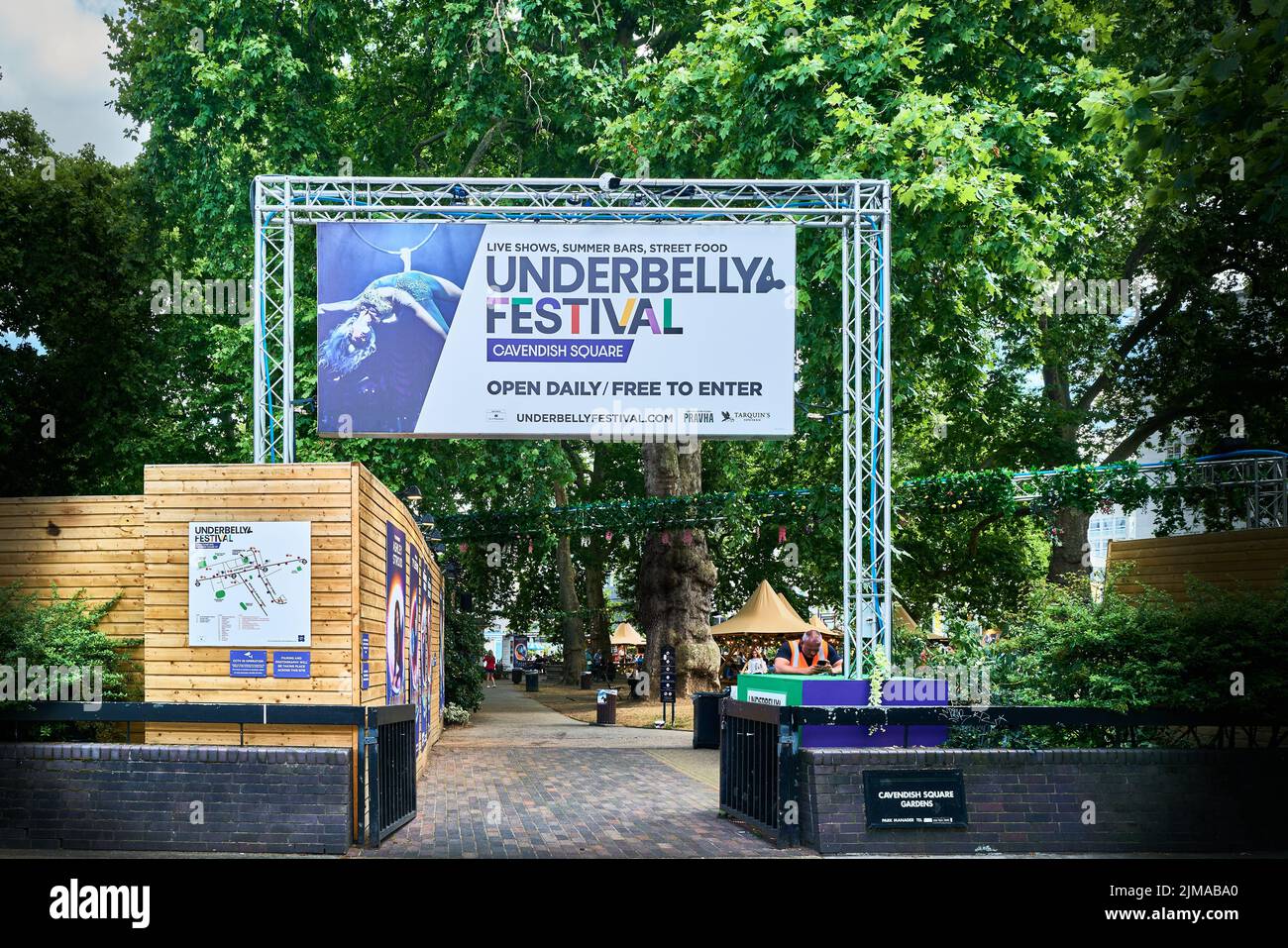 Underbelly festival at Cavendish square, London, July 2022. Stock Photo
