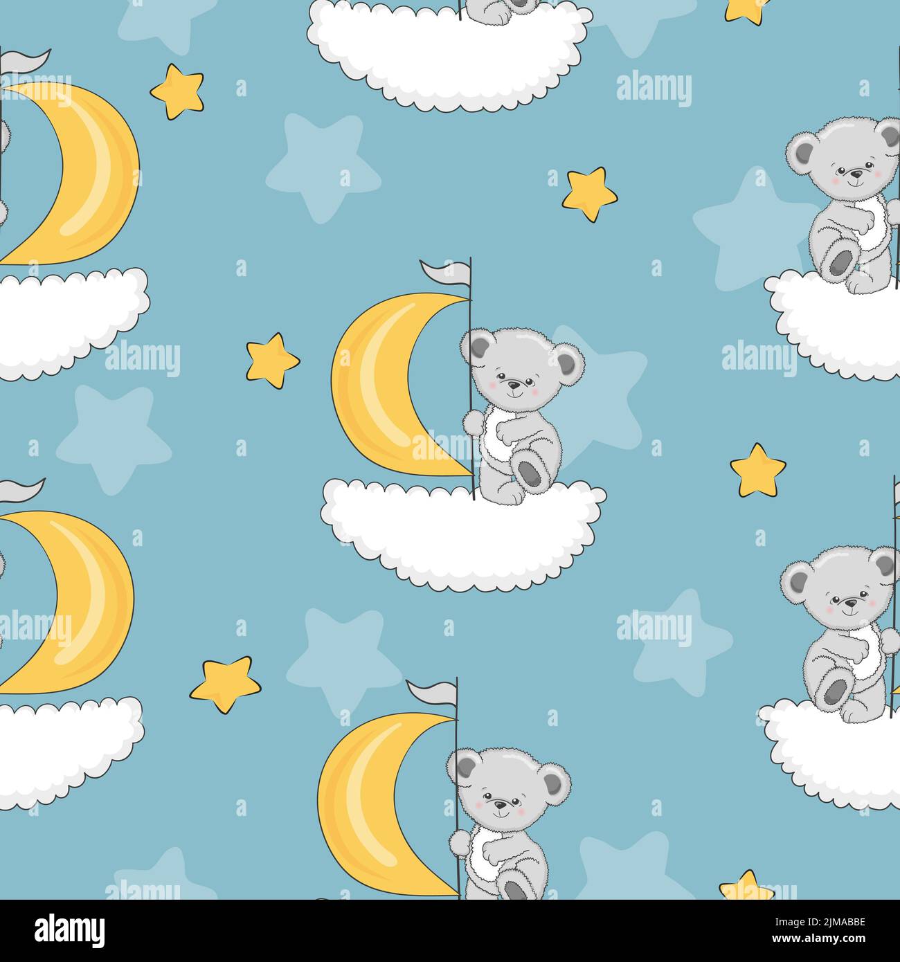 Cute teddy bear seamless pattern for kids. Baby print Stock Vector ...