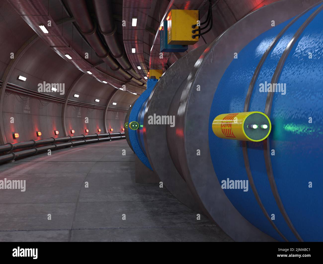 3D-illustration of a particle accelerator and hadron collider Stock ...