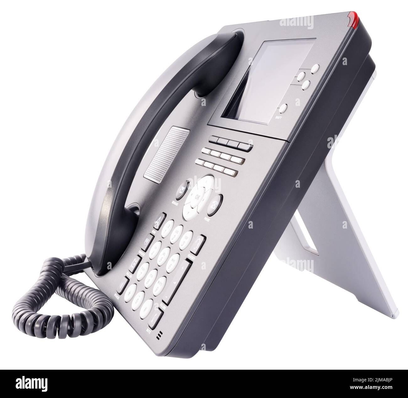 Office IP telephone set with large LCD isolated on the white background Stock Photo