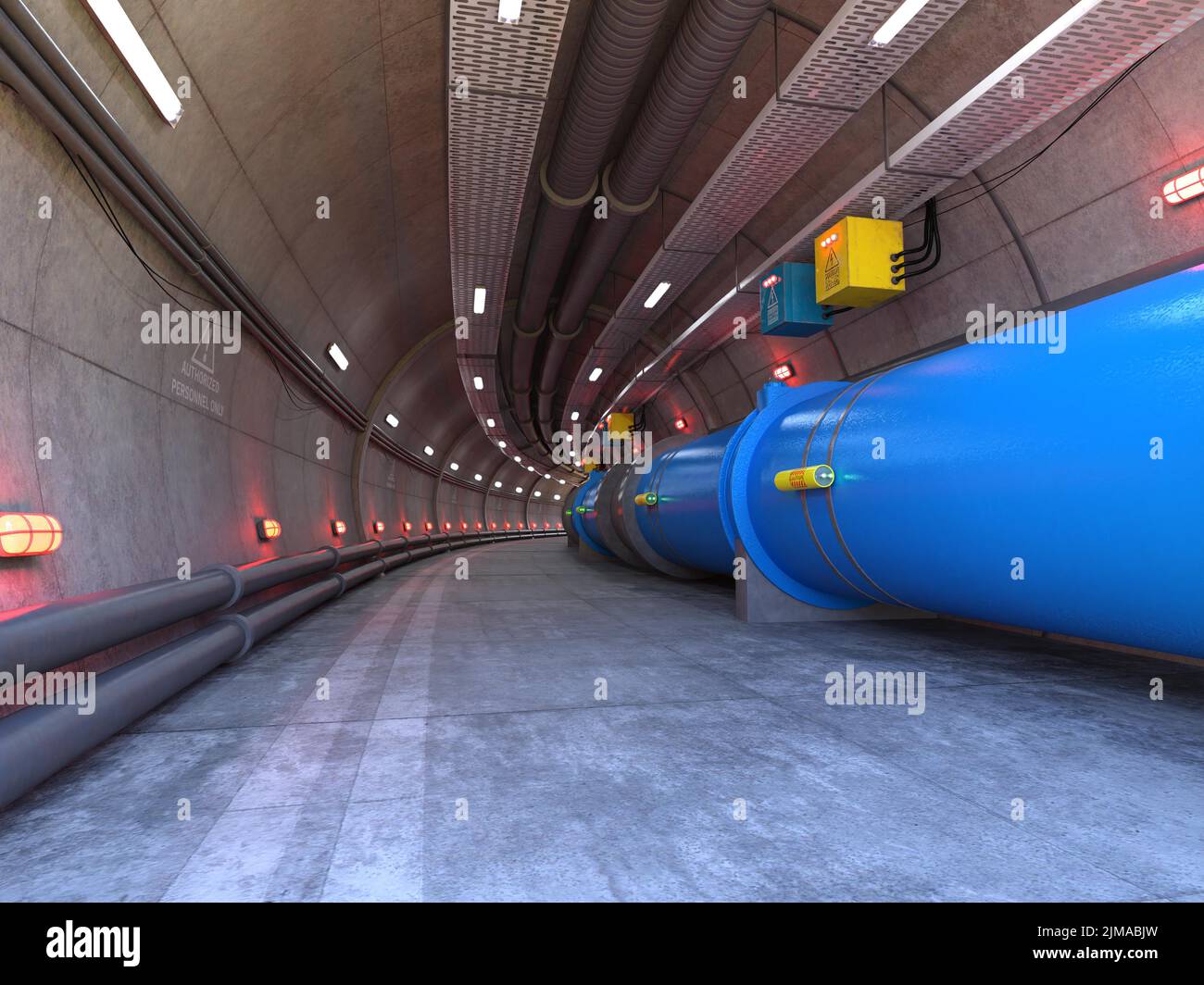 3D-illustration of a particle accelerator and hadron collider Stock ...