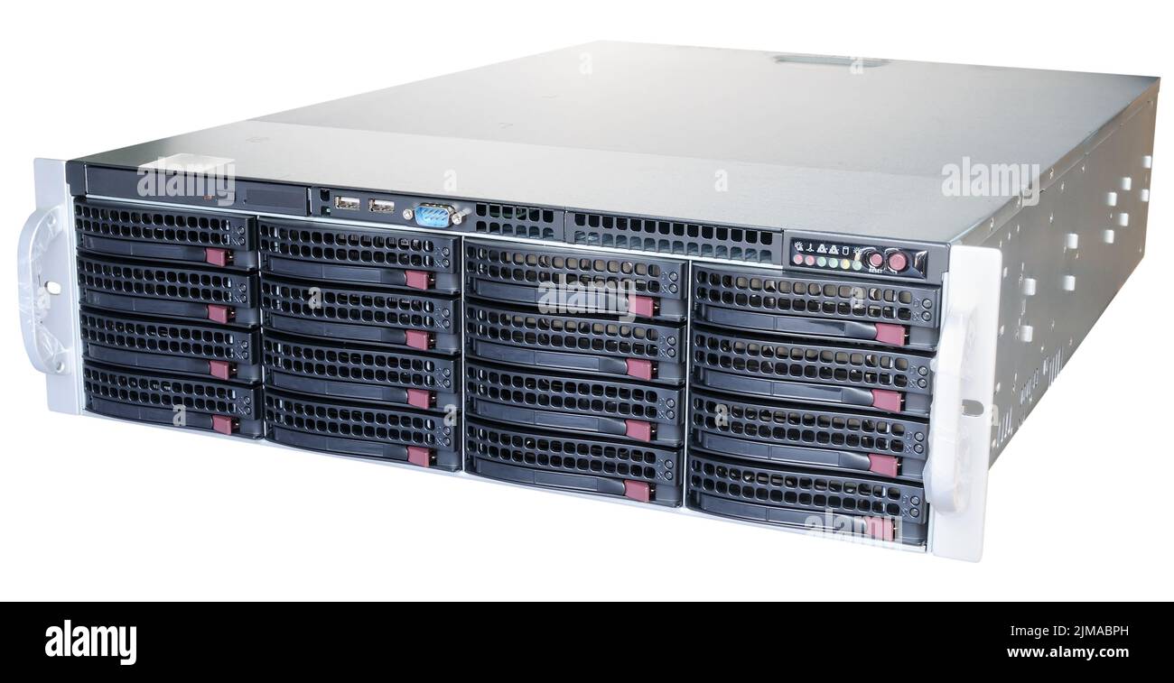 Rack mount disk storage system isolated on the white background Stock