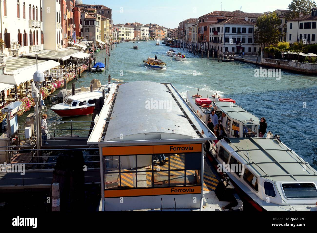 Pier Ferrovia on the Canal Grande, Venice Stock Photo