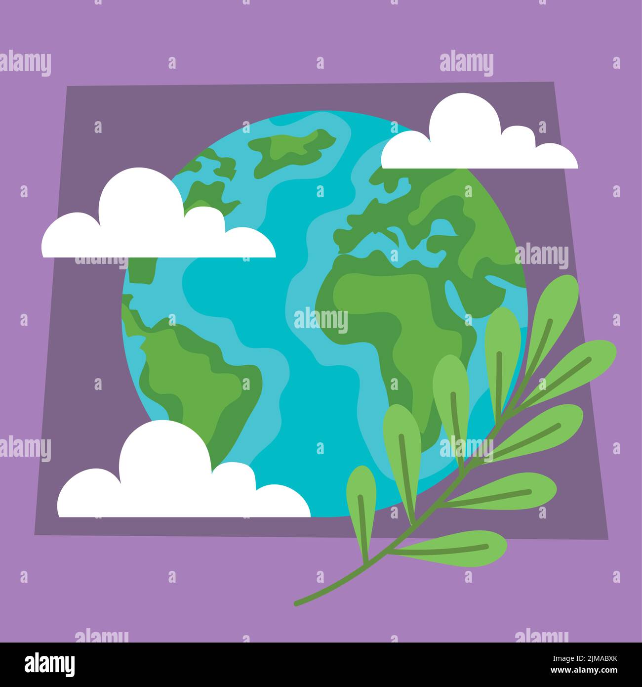 earth planet with leafs Stock Vector Image & Art - Alamy