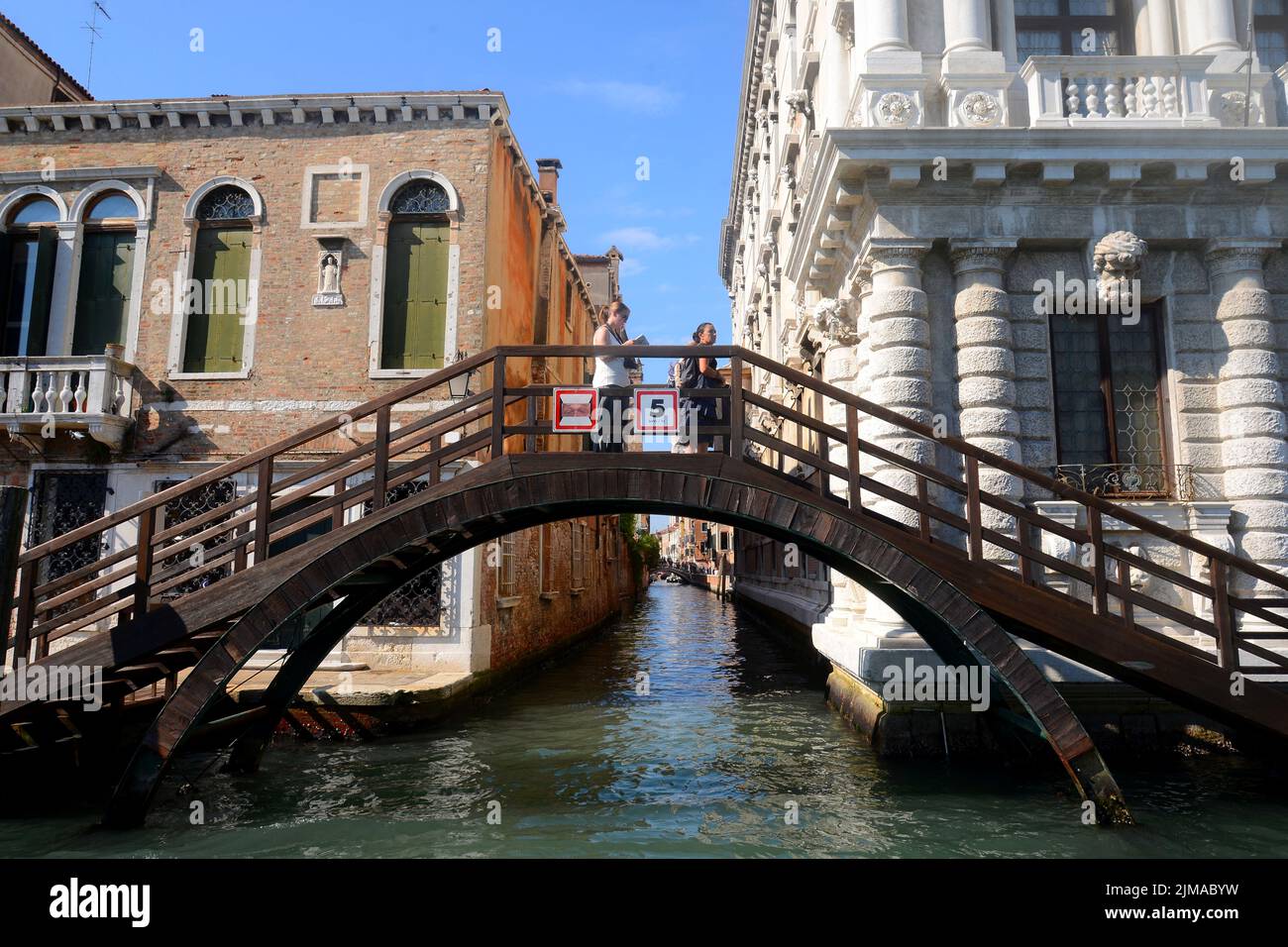 Wooden Bridge at Casa Rezzonico, Venise Stock Photo