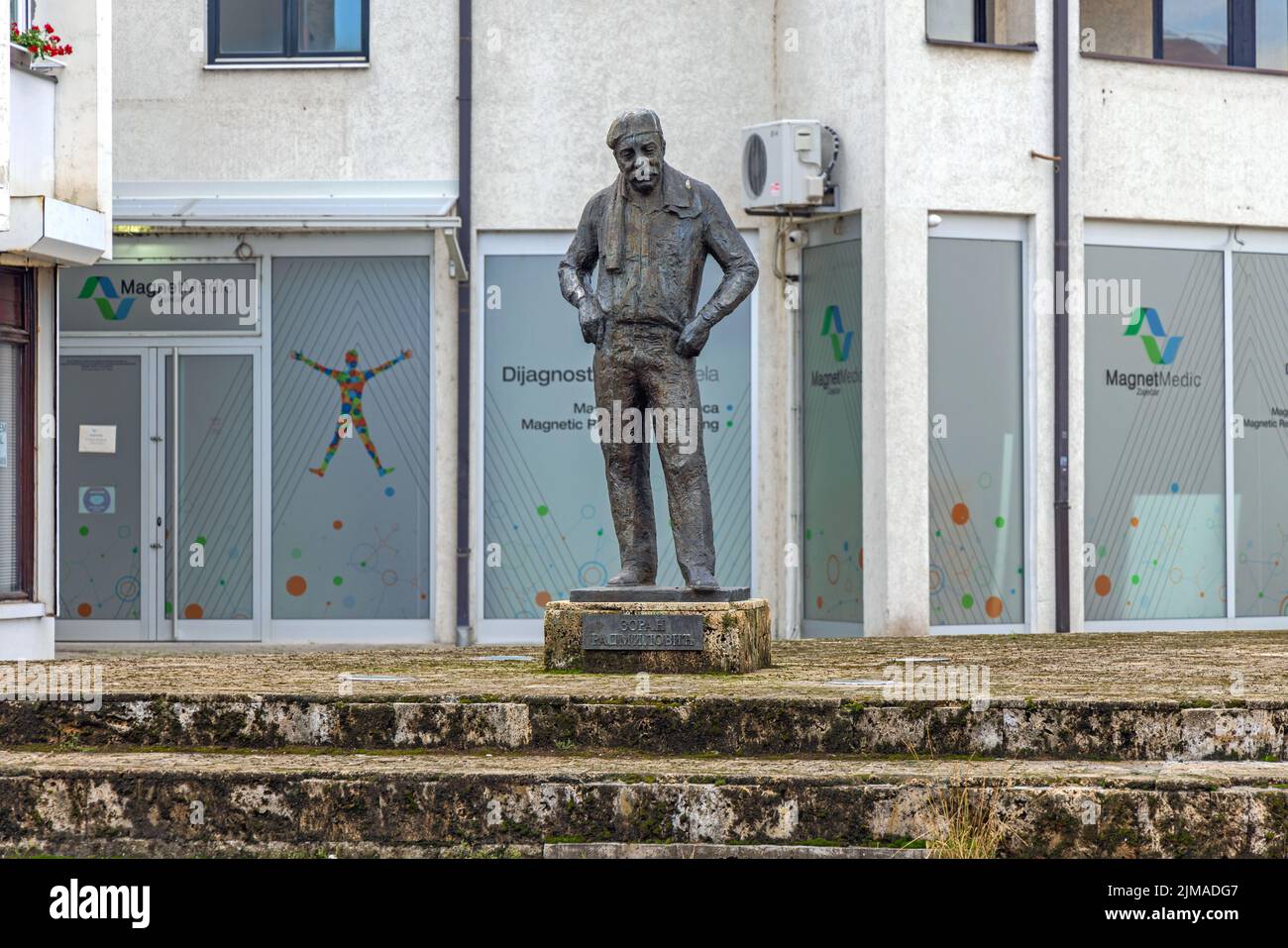 Zajecar, Serbia - June 12, 2022: Bronze Statue of Zoran Radmilovic Famous Actor and Comedian in His Birth Town at Dositejeva Street. Stock Photo
