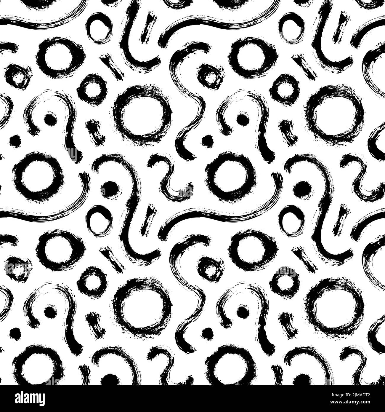 Organic wavy lines and circles seamless pattern. Stock Vector