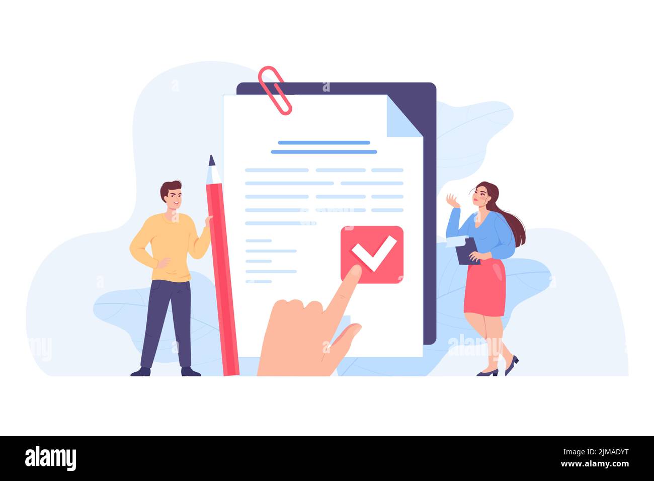 Tiny people signing legal principles document. Protection of privacy data, control of employee, statement with text protocol flat vector illustration. Stock Vector