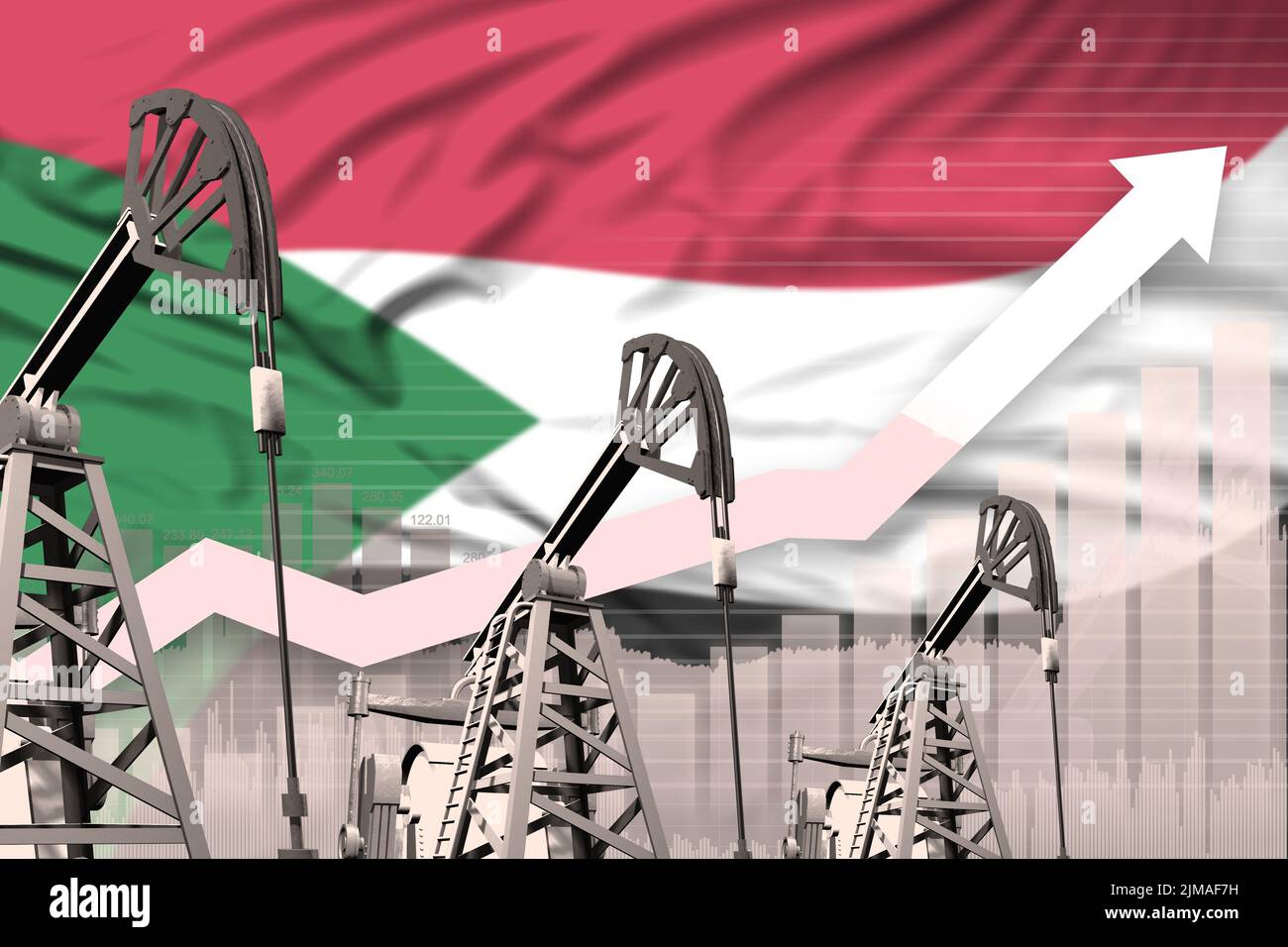 Sudan oil industry concept, industrial illustration - rising up chart ...