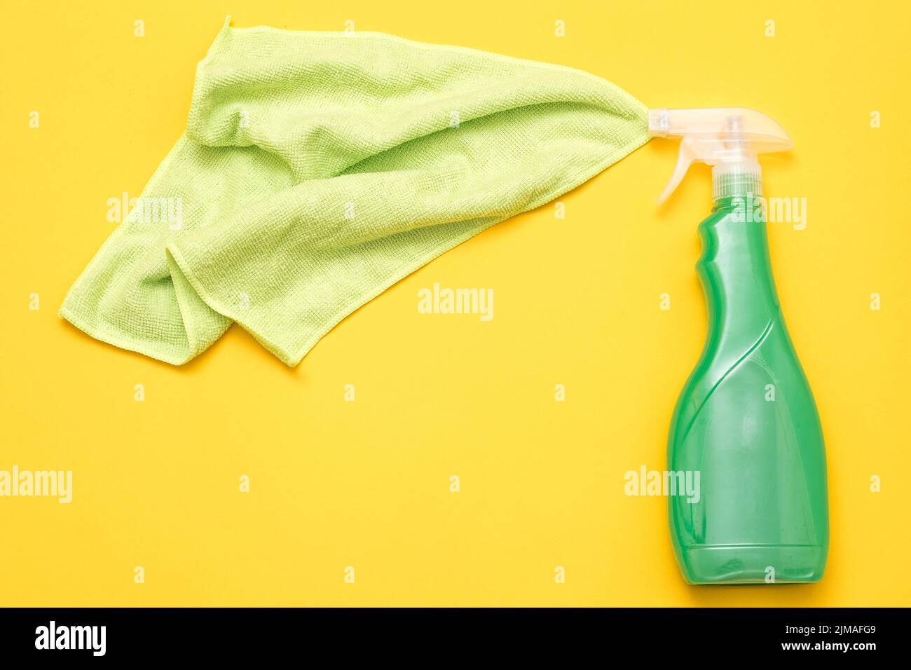 conceptual window cleaning atomizer spray cloth Stock Photo