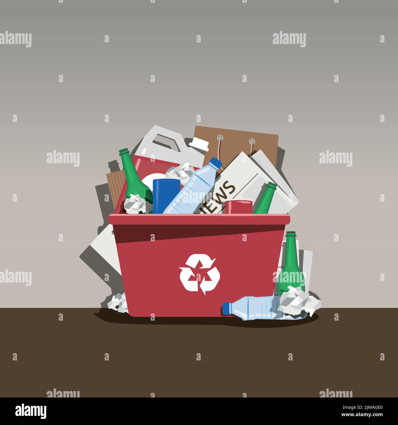 Recycling at Home Waste Shorting Concept Background Stock Vector