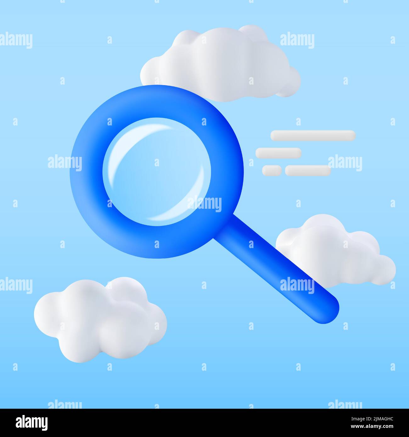 3D Blue Magnifying Glass in Clouds Stock Vector Image & Art - Alamy