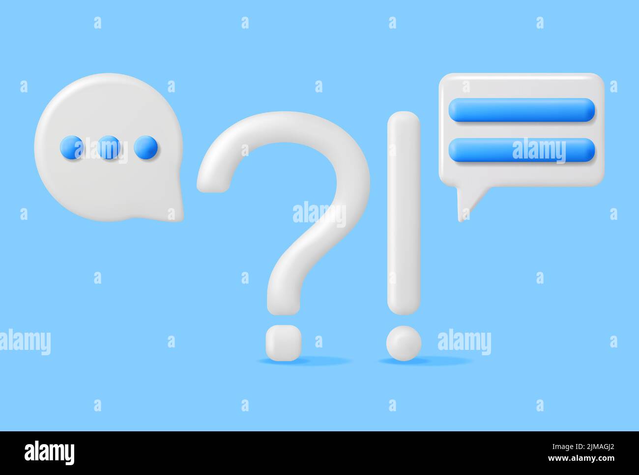 3d Question Exclamation Marks with Chat Bubbles Stock Vector