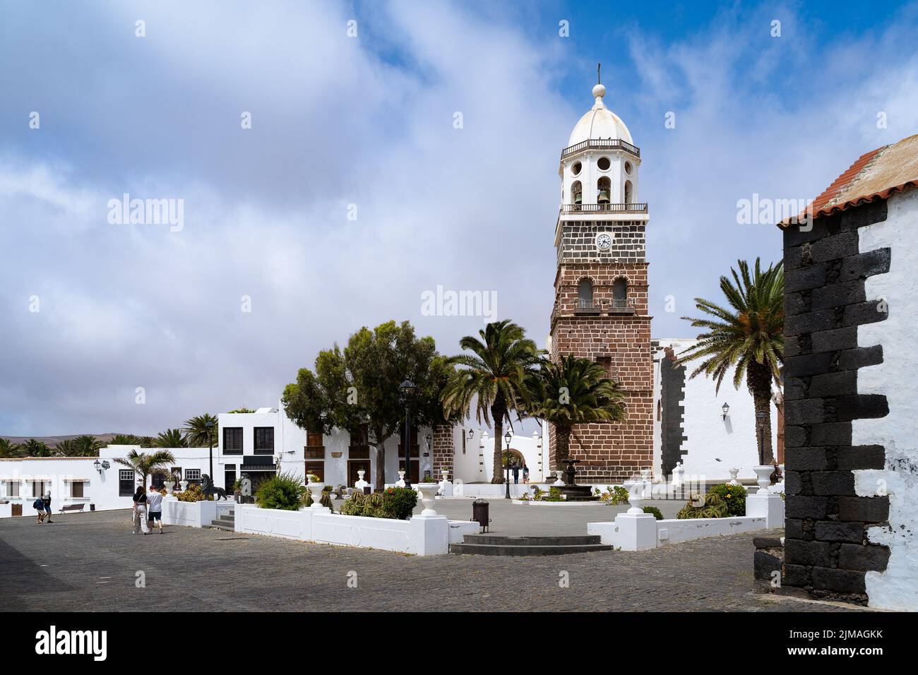 A cityscape of Iglesia de Nuestra Senora de Guadalupe church in Teguise, Lanzarote, Canary Islands Stock Photo
