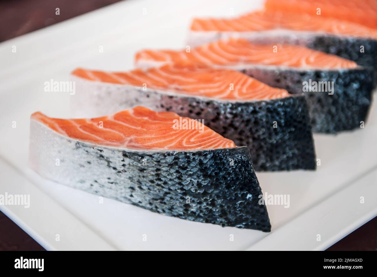 Fresh salmon sashimi, Salmon dish Stock Photo