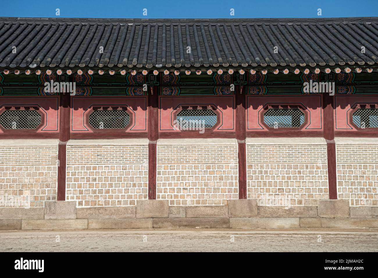 Wall pattern and art taken in the  Gyeongbokgung Palace in seoul south korea. Stock Photo