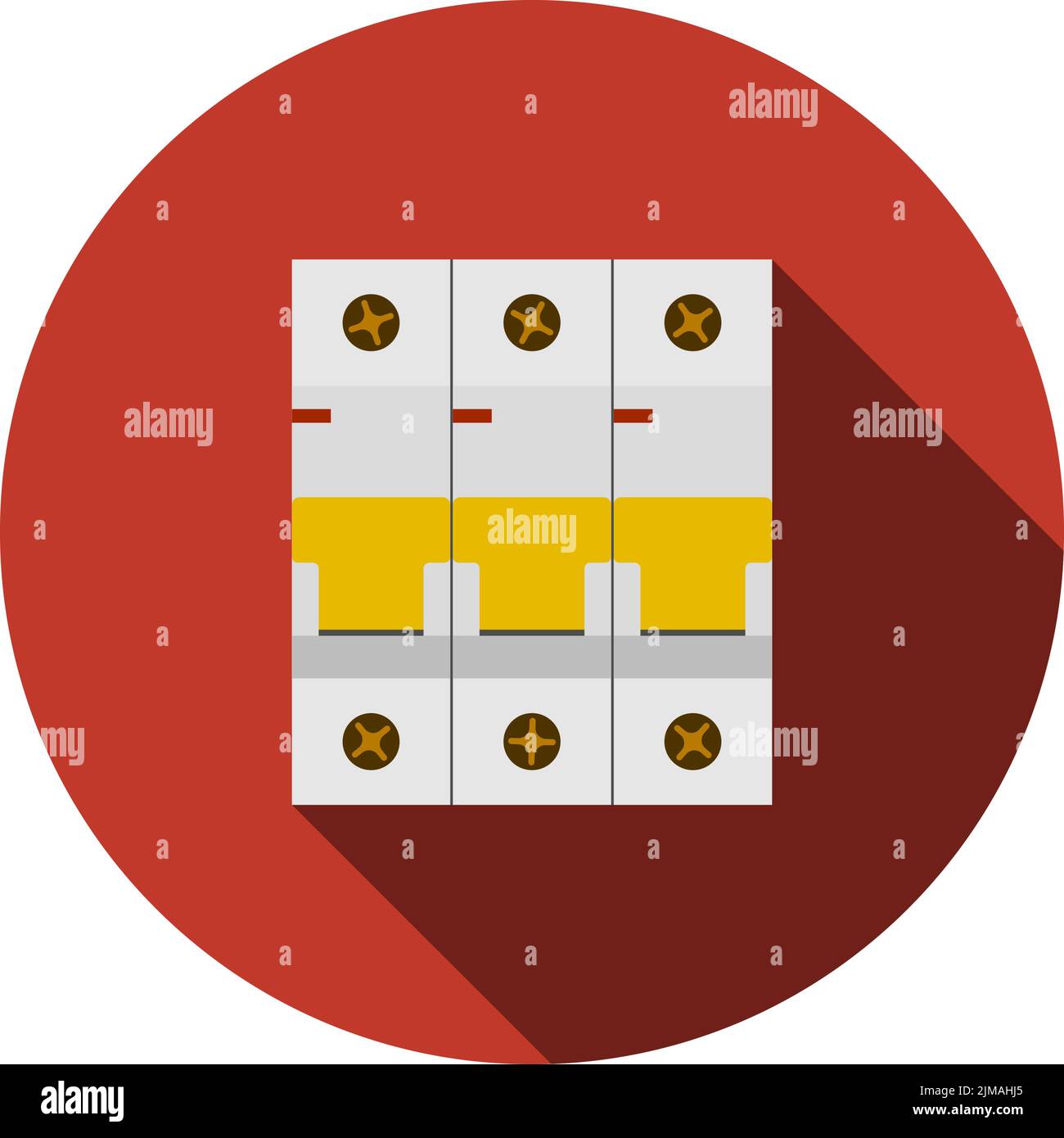 Circuit Breaker Icon. Flat Circle Stencil Design With Long Shadow. Vector Illustration. Stock Vector