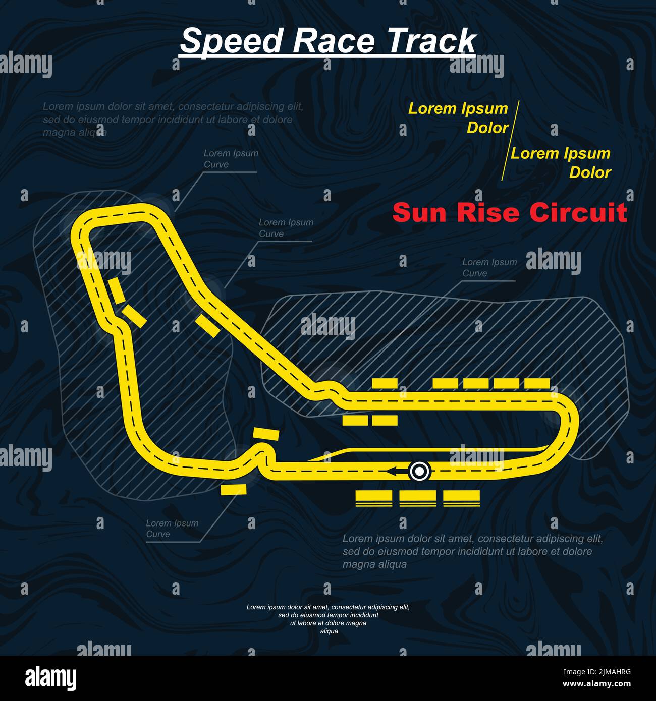 Bright yellow colour race track Stock Vector