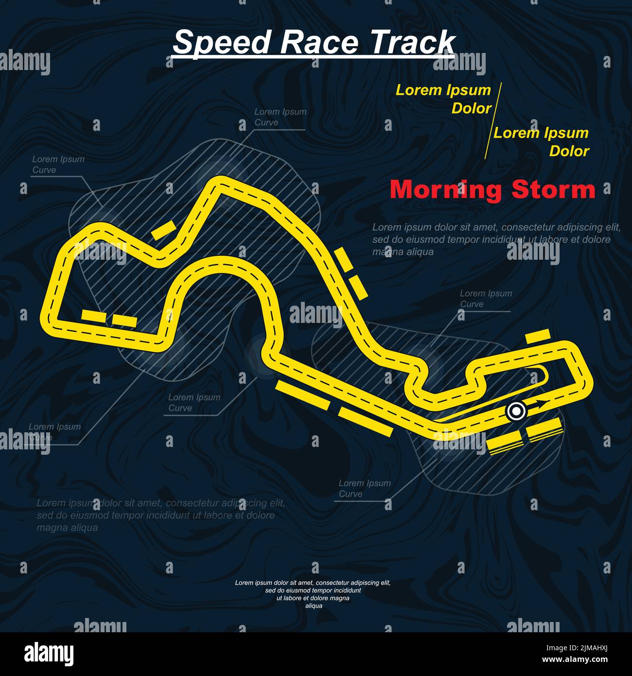 Yellow and blue colour race track circuit Stock Vector