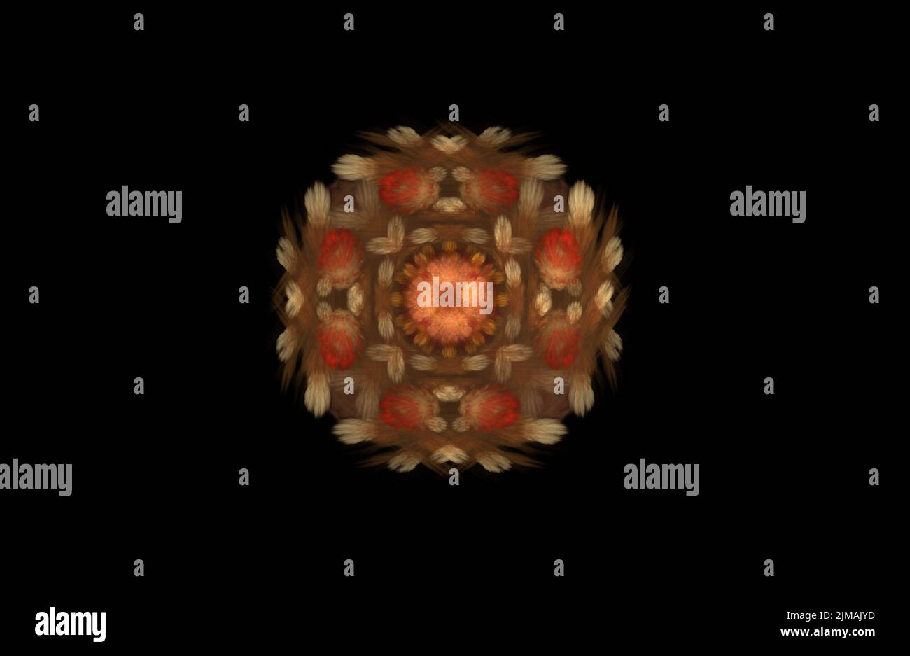 Abstract fractal golden symmetric figure on black Stock Photo