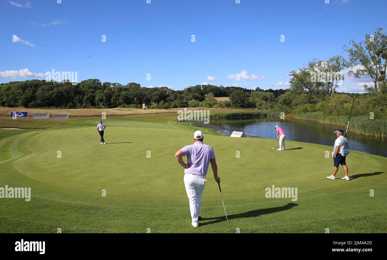 England's Callum Shinkwin puts on the third green during day two of the Cazoo Wales Open at the Celtic Manor Resort in Newport, Wales. Picture date: Friday August 5, 2022. Stock Photo