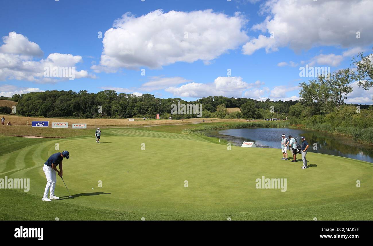 USA's Johannes Veerman putts on the third green during day two of the Cazoo Wales Open at the Celtic Manor Resort in Newport, Wales. Picture date: Friday August 5, 2022. Stock Photo