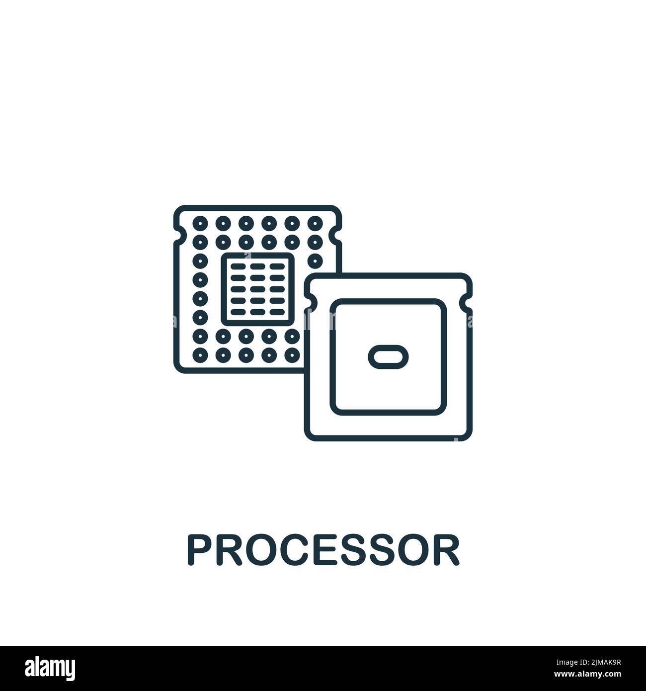 Processor icon. Monochrome simple Artificial Intelligence icon for ...