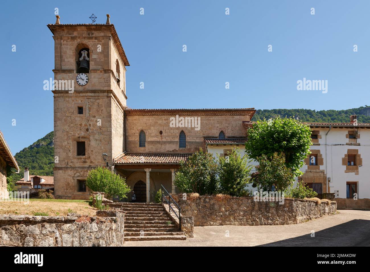 San Juan Bautista Church built between 1585 and 1605, Baquedano, Navarra, Spain, Europe Stock Photo