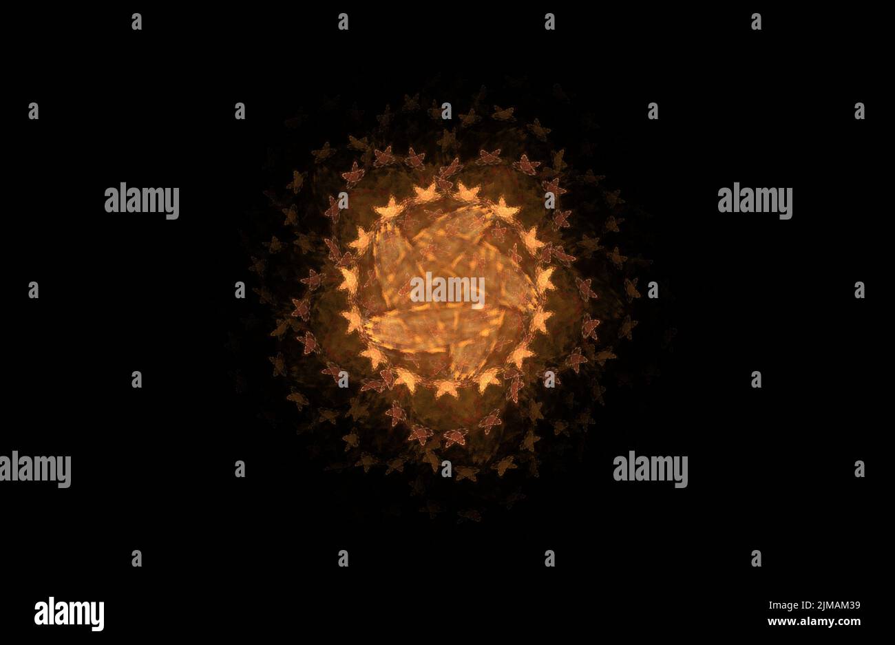 Abstract fractal golden symmetric figure on black Stock Photo