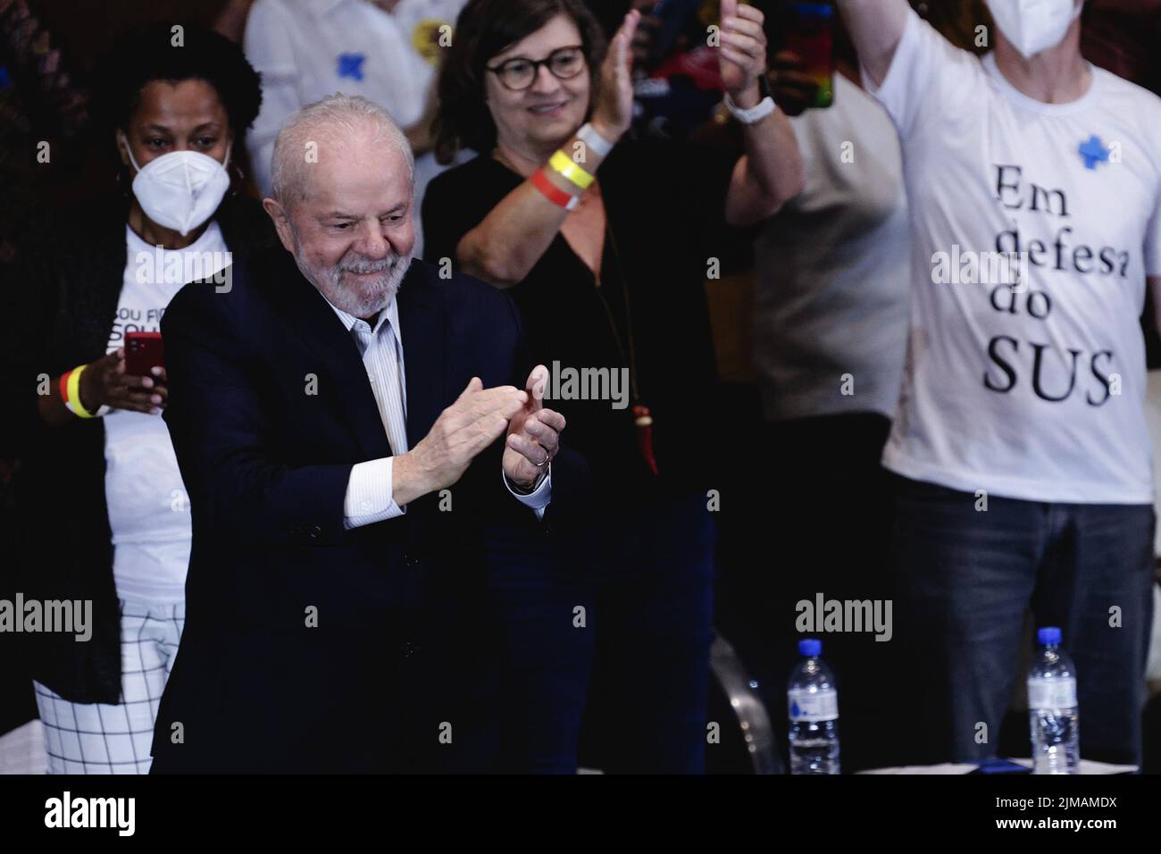 Sao Paulo, Brazil. 05th Aug, 2022. SP - Sao Paulo - 08/05/2022 - SAO PAULO, FREE, DEMOCRATIC AND POPULAR HEALTH CONFERENCE - former president and current presidential candidate Luis Inacio Lula da Silva (PT) during the Free, Democratic and Popular Conference de Saude 2022, which takes place at Casa de Portugal, in the central region of the city of Sao Paulo, this Friday (05). The conference held by Frente Pela Vida has as its theme the defense of the Unified Health System (SUS). Photo: Ettore Chiereguini/AGIF/Sipa USA Credit: Sipa USA/Alamy Live News Stock Photo