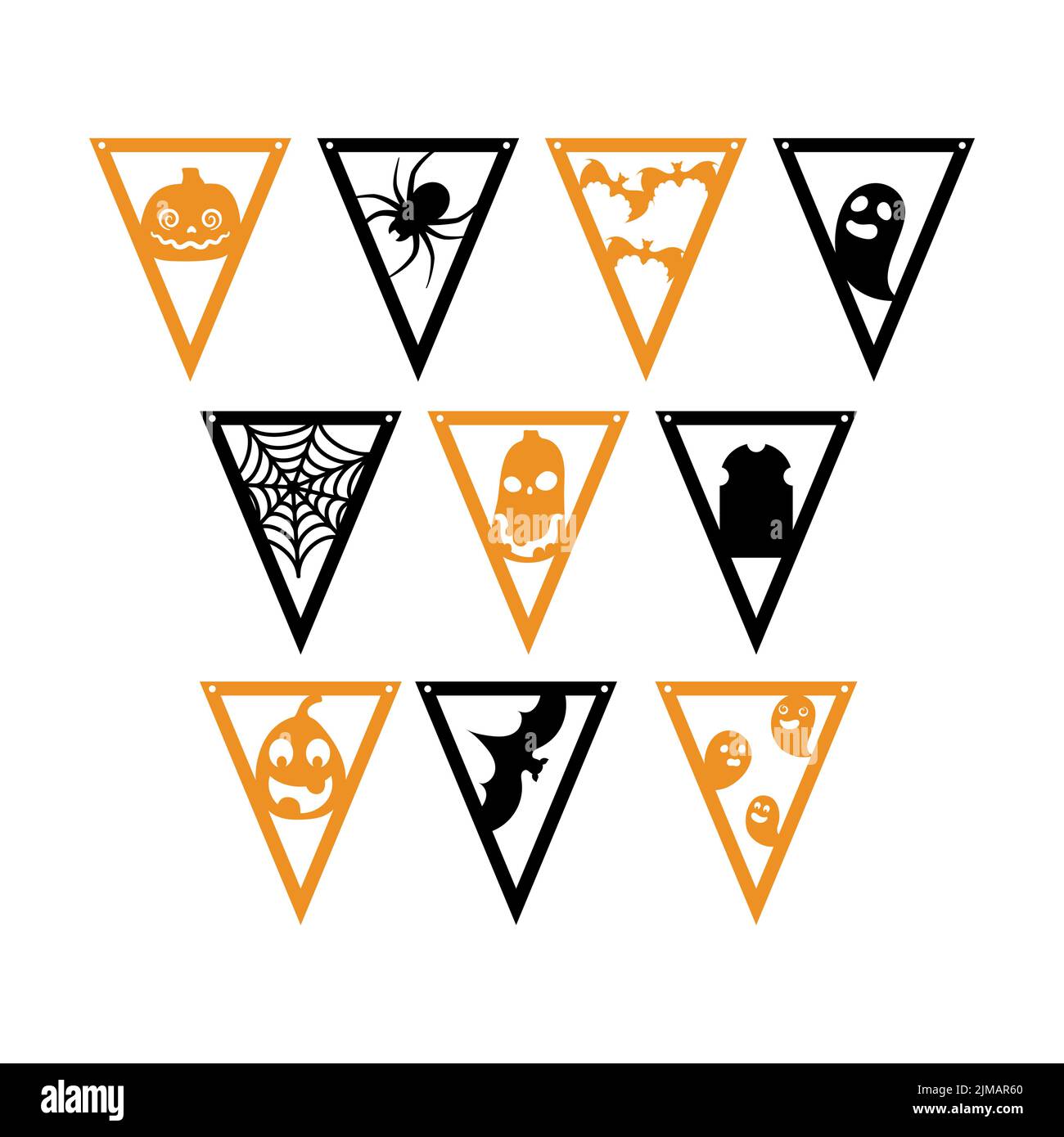 Halloween bunting banner. Set flags decoration for party, nursery wall