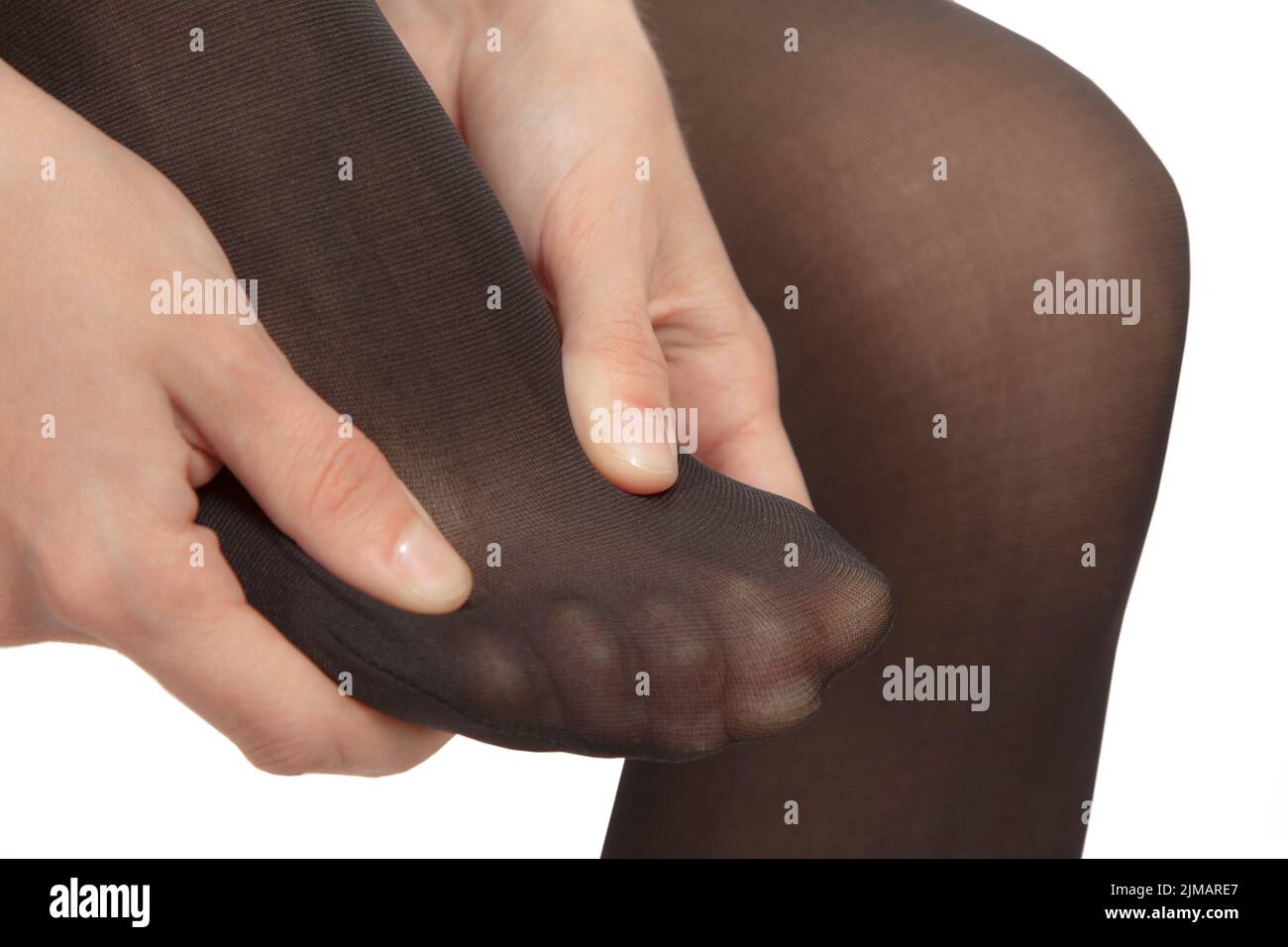 Toes Pain Rubbing Pantyhose Stock Photo