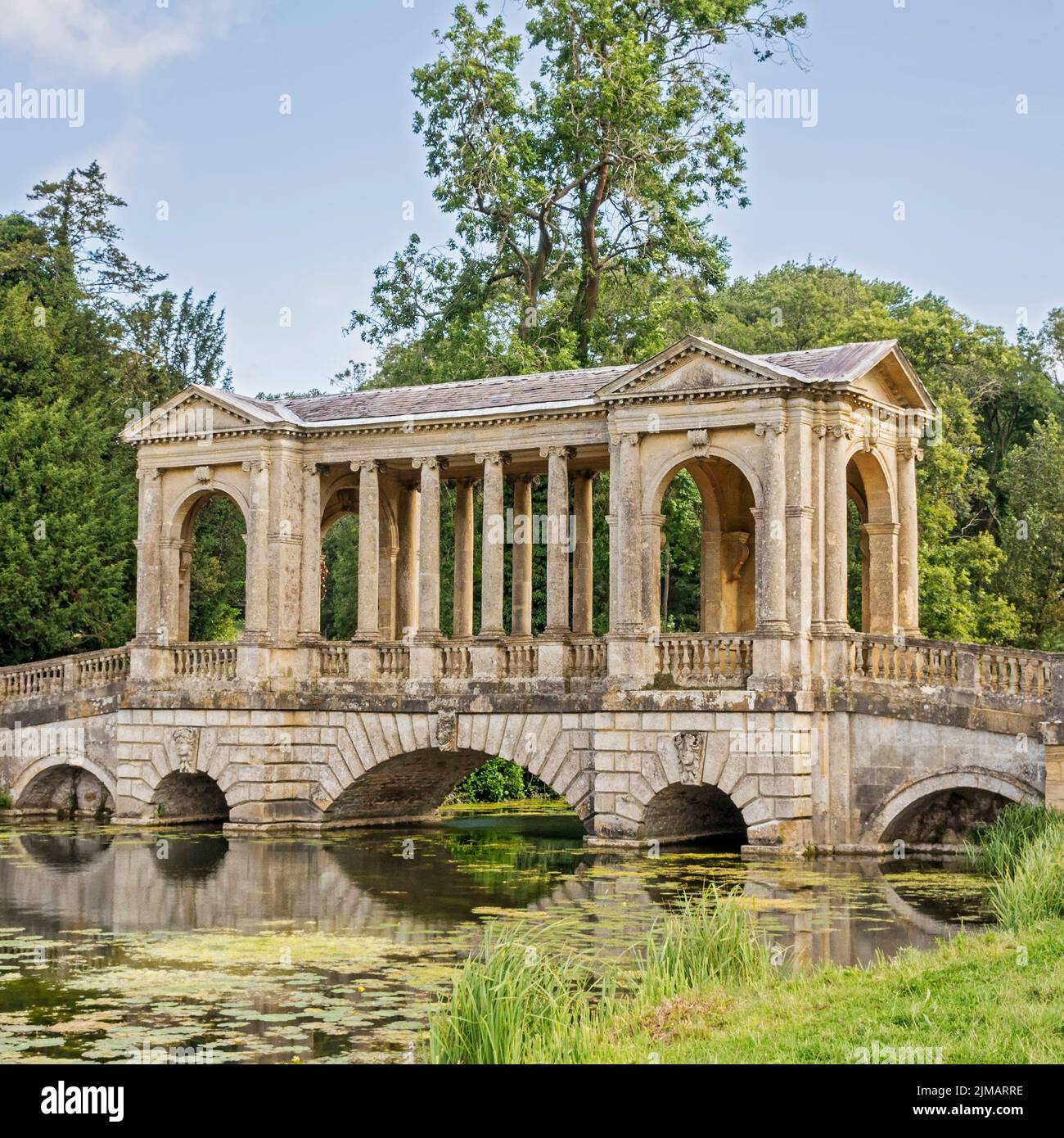 Palladian Bridge Stowe Gardens Buckingham UK Stock Photo