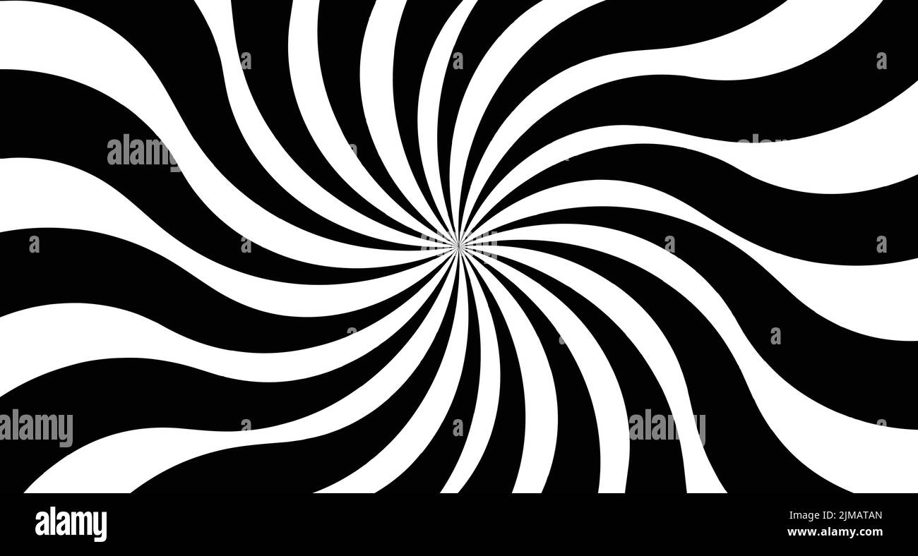 Black and white retro sunburst vector abstract background. Twisted radial wallpaper. Stock Vector