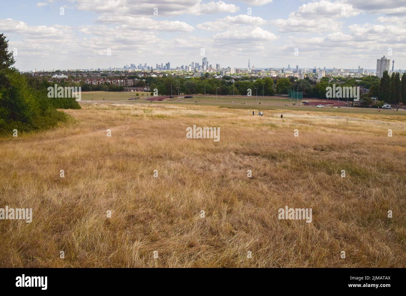 London, UK. 5th August 2022. Dry grass dominates the landscape in