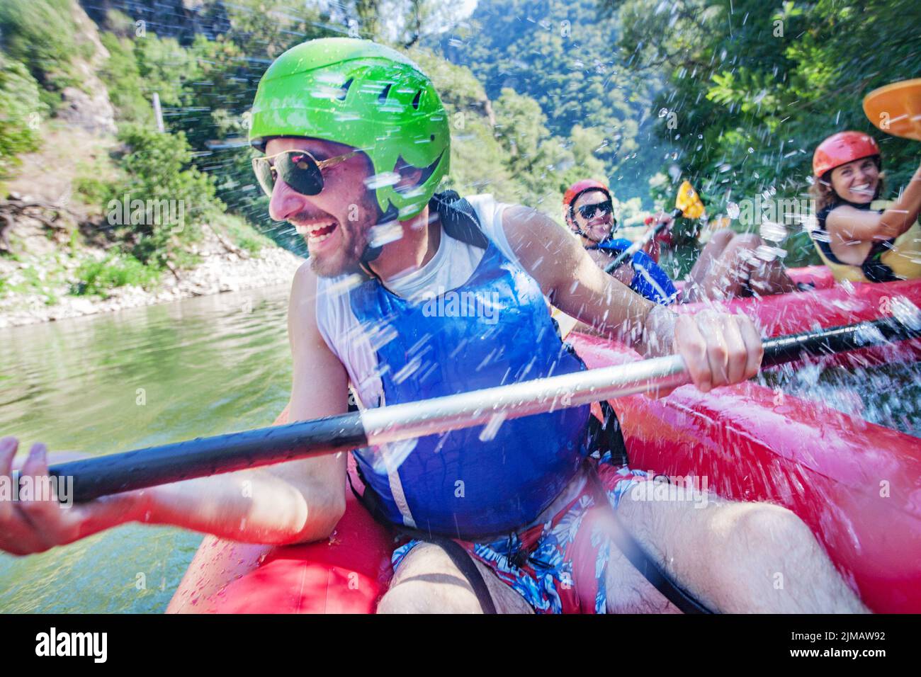 Canoe Water Joy Splashes Fun Stock Photo