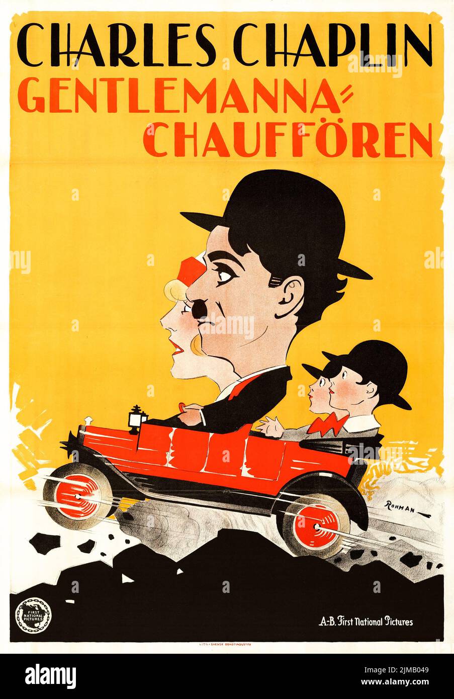 Chaplin Burlesque on Carmen Original Linocut Movie Poster, Swedish, 1920