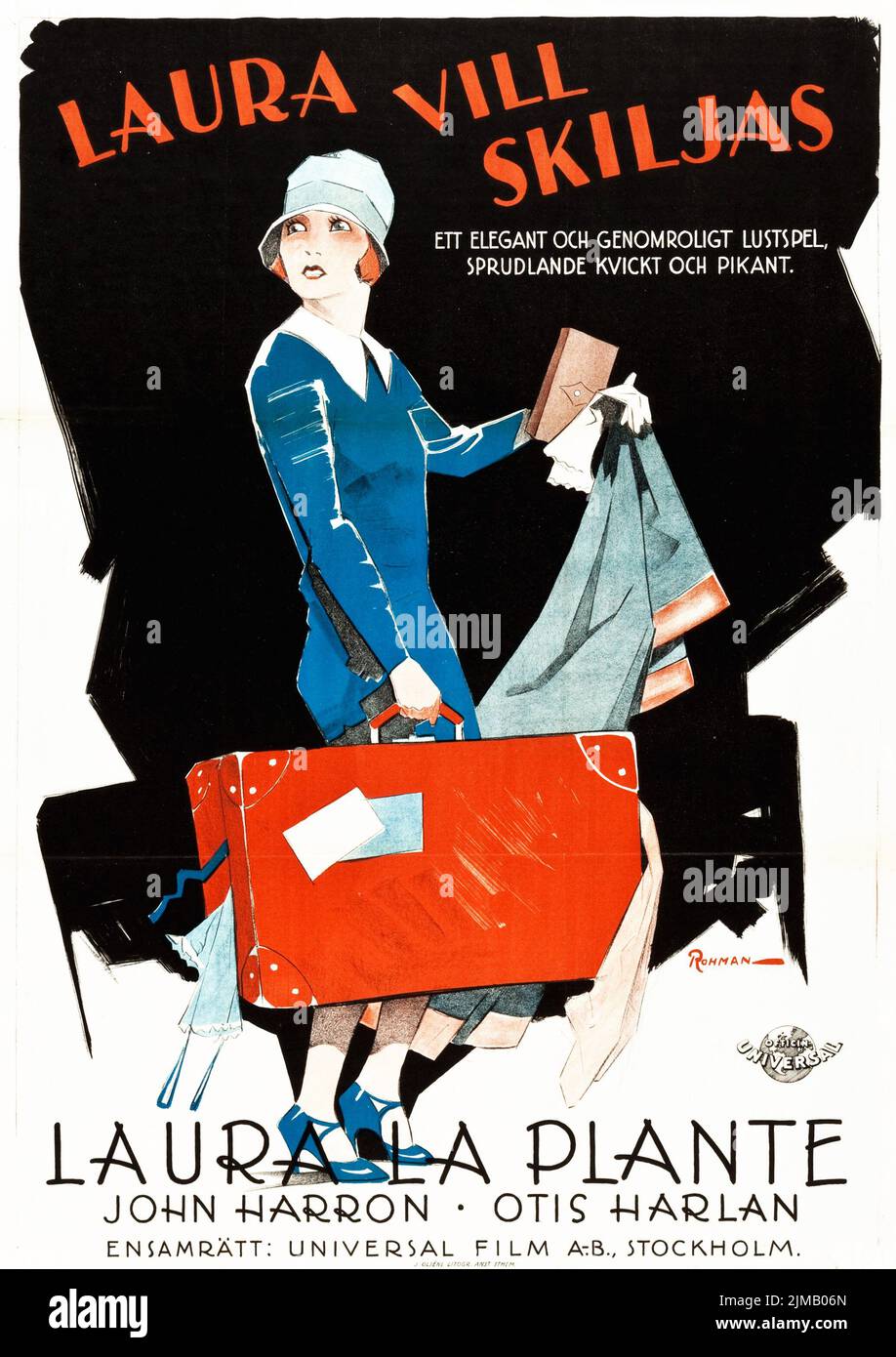 Laura vill skiljas - Silk Stockings (Universal, 1927). Swedish film poster. Eric Rohman artwork. Laura La Plante. Stock Photo