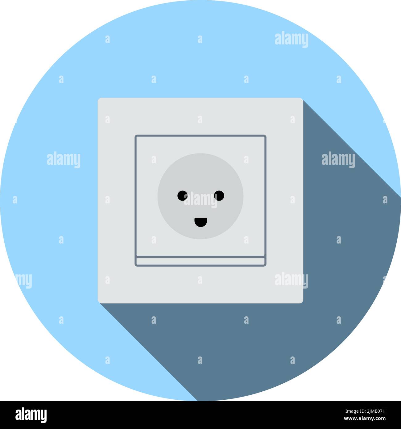 Austria Electrical Socket Icon. Flat Circle Stencil Design With Long Shadow. Vector Illustration. Stock Vector