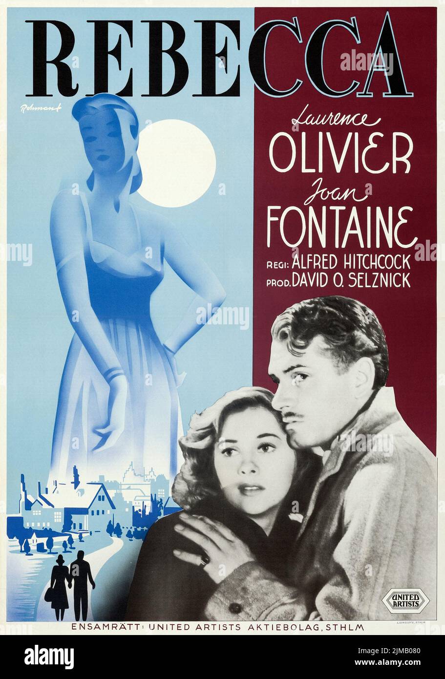 Rebecca (United Artists, 1940). Swedish film poster. Eric Rohman