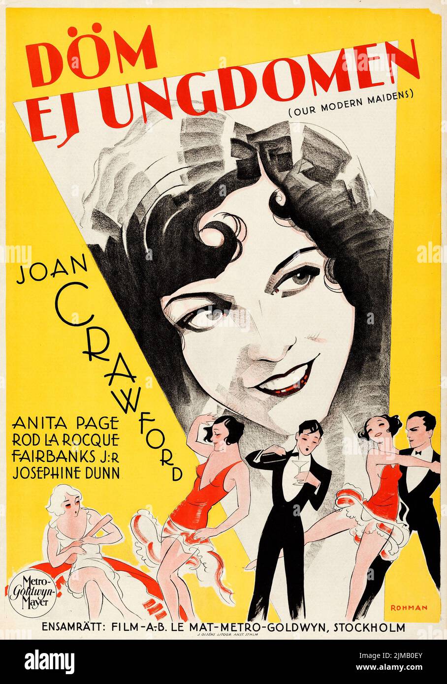 Döm ej ungdomen - Our Modern Maidens (MGM, 1930). Swedish film poster ...
