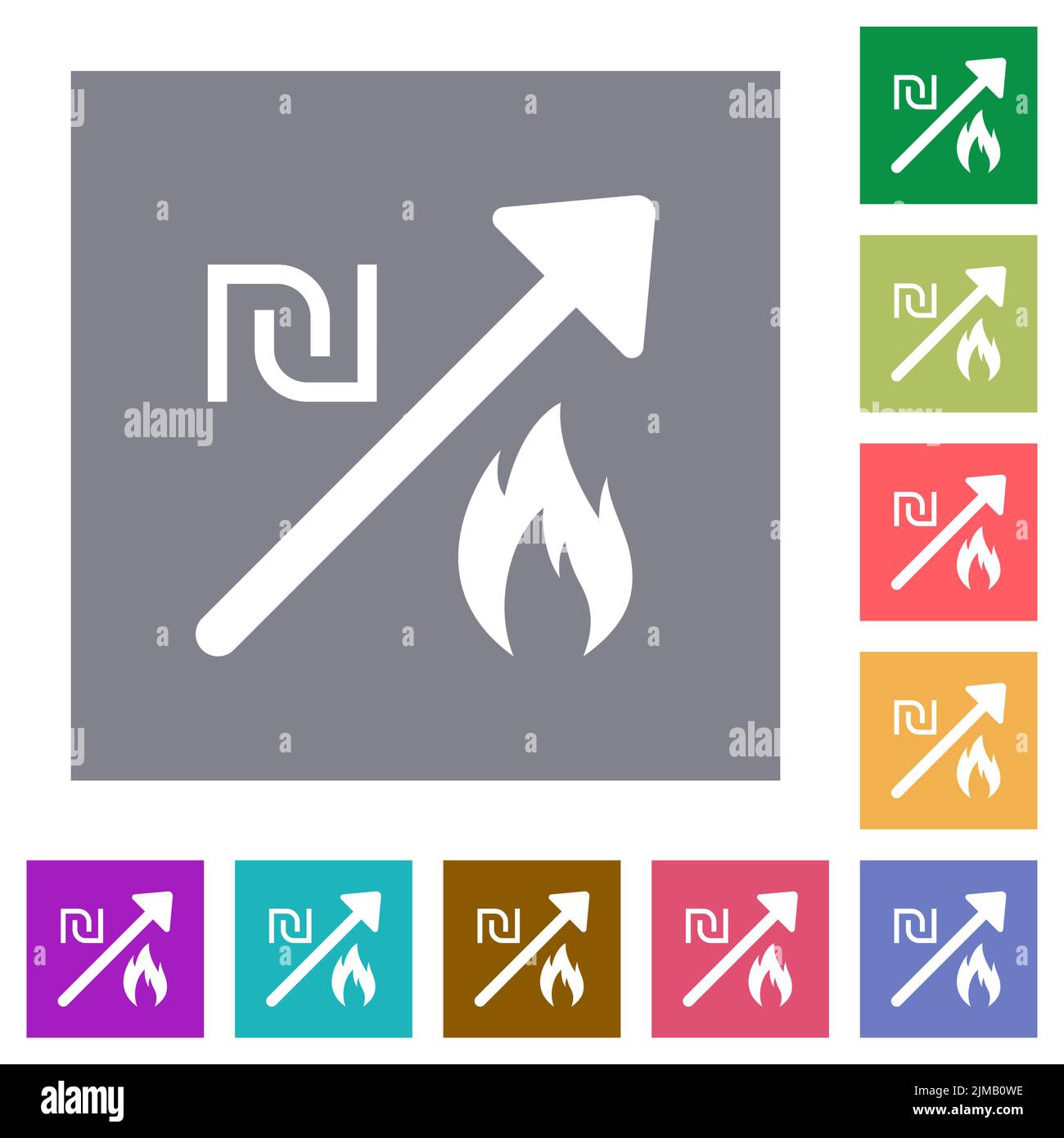 Rising gas energy israeli New Shekel prices flat icons on simple color ...