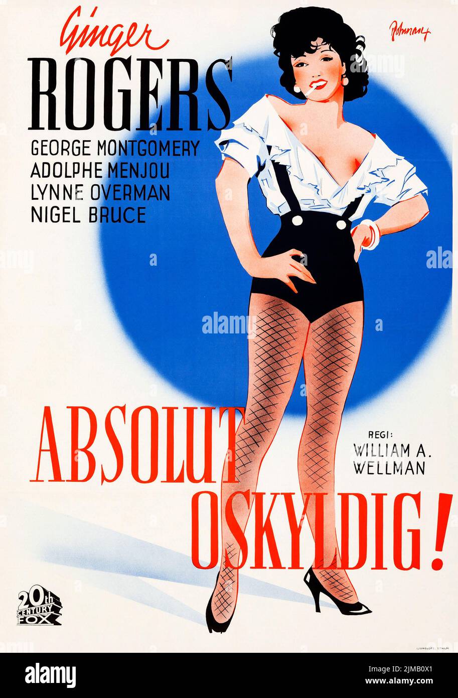 Absolut oskyldig - Ginger Rogers - Roxie Hart (20th Century Fox, 1942). Swedish film poster. Eric Rohman Artwork Stock Photo