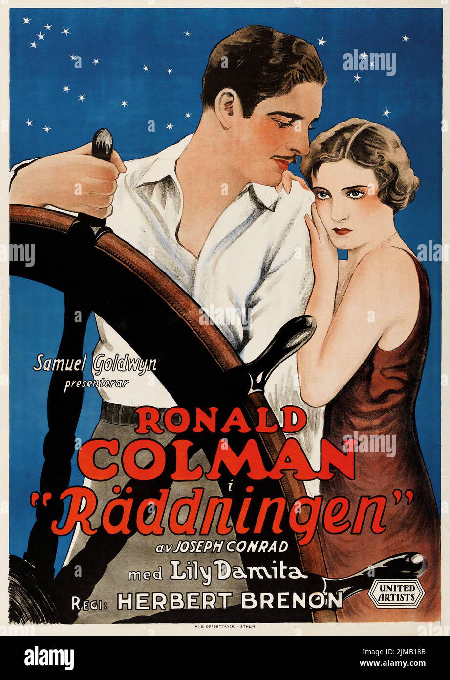 The Rescue (United Artists, 1929) Ronald Colman 'Räddningen' Swedish film poster - Eric Rohman artwork Stock Photo