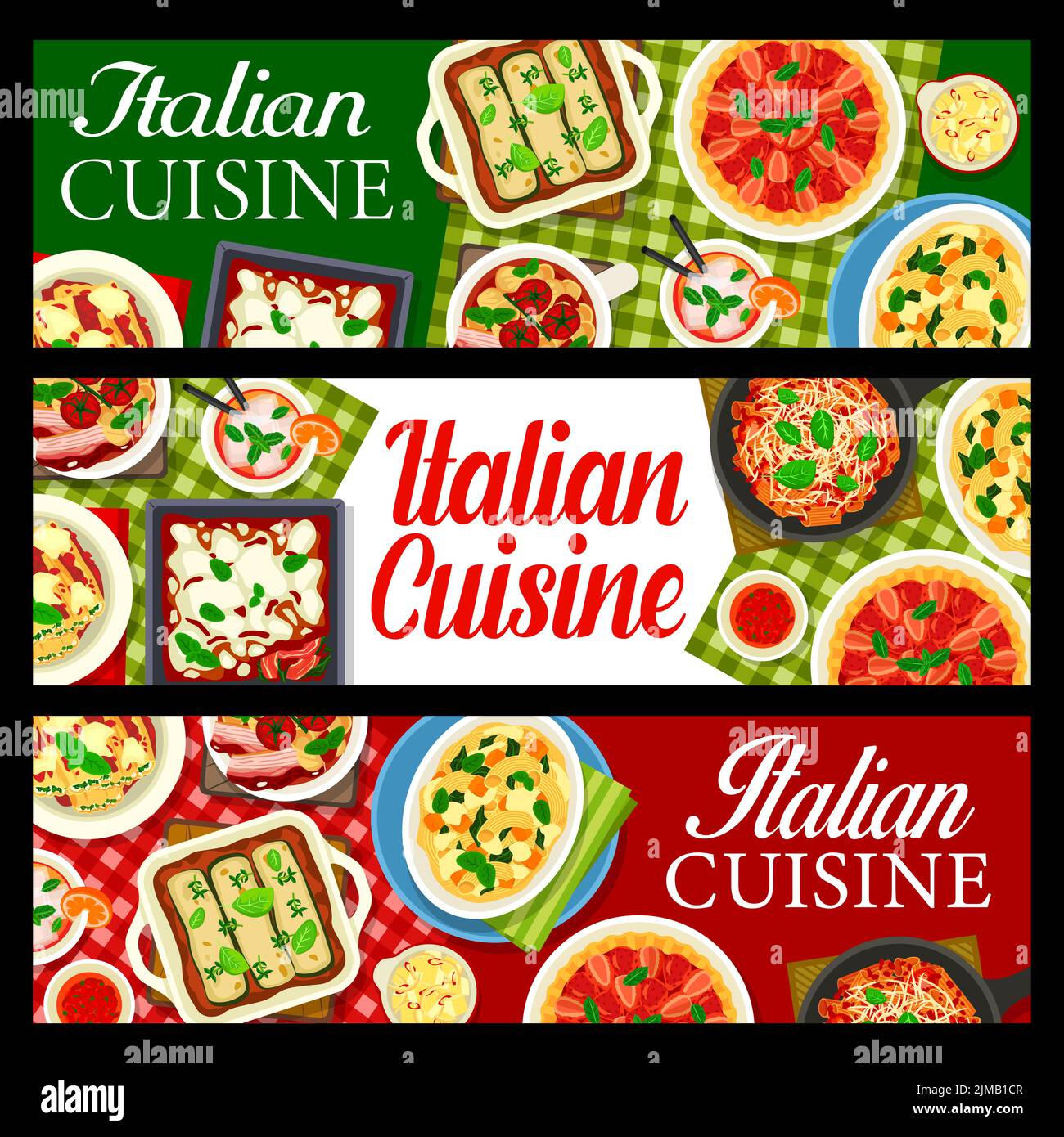 Italian cuisine food pasta, lasagna and casserole, Italy restaurant