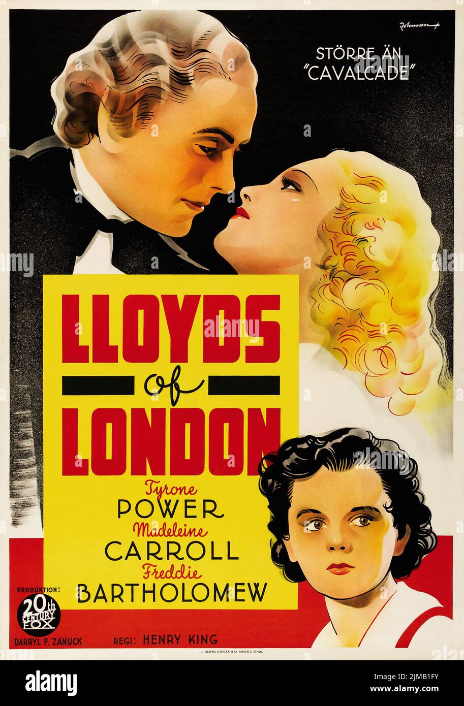 Lloyds of London (20th Century Fox, 1936). Swedish movie poster. Eric ...