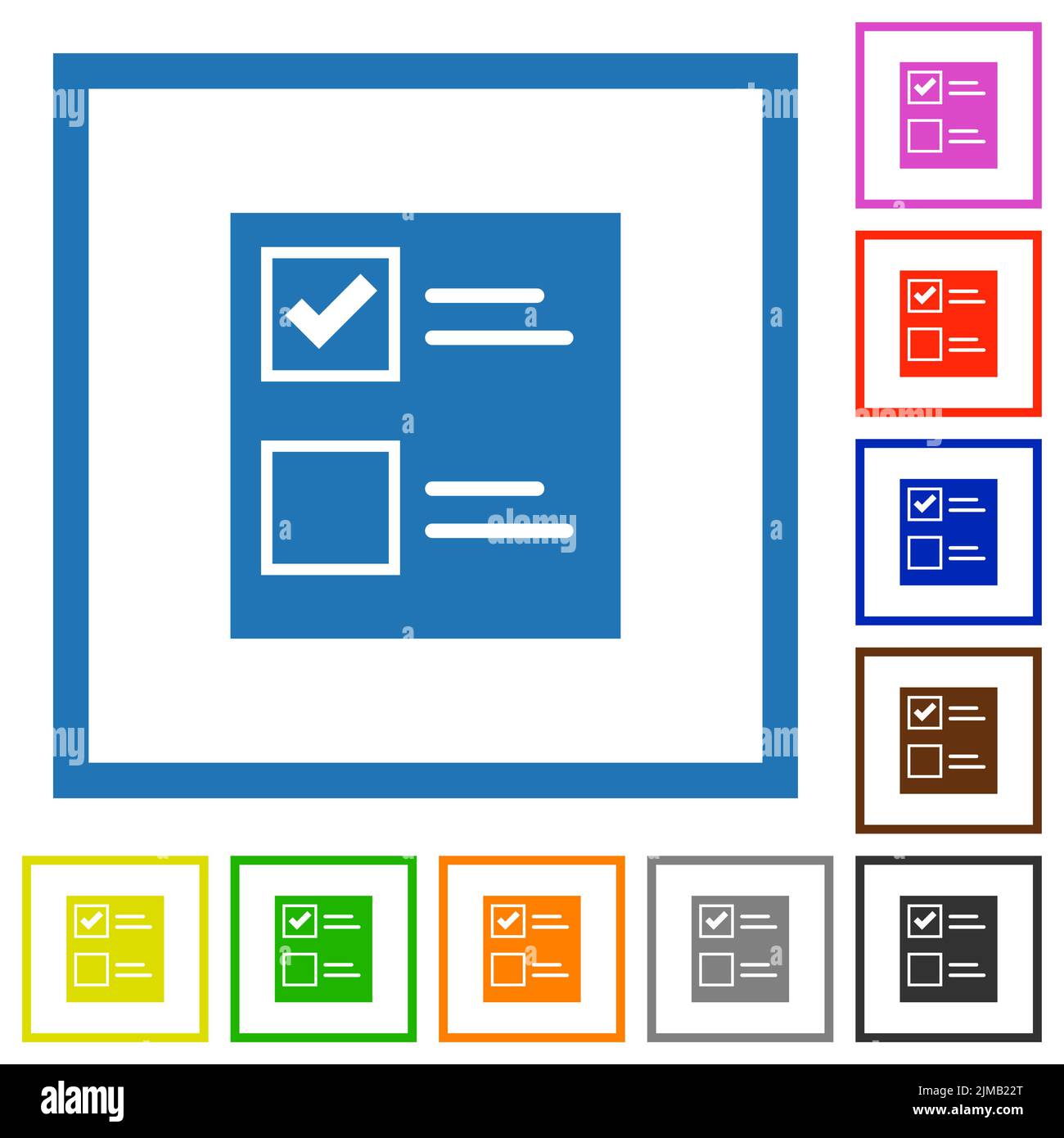 Ballot paper solid flat color icons in square frames on white background Stock Vector