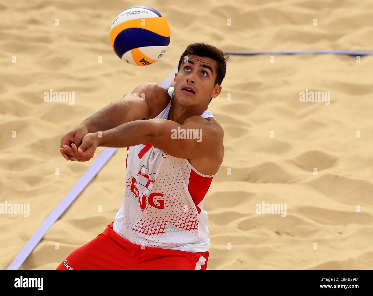 England’s Javier Bello in action during the Men’s Quarter Final match